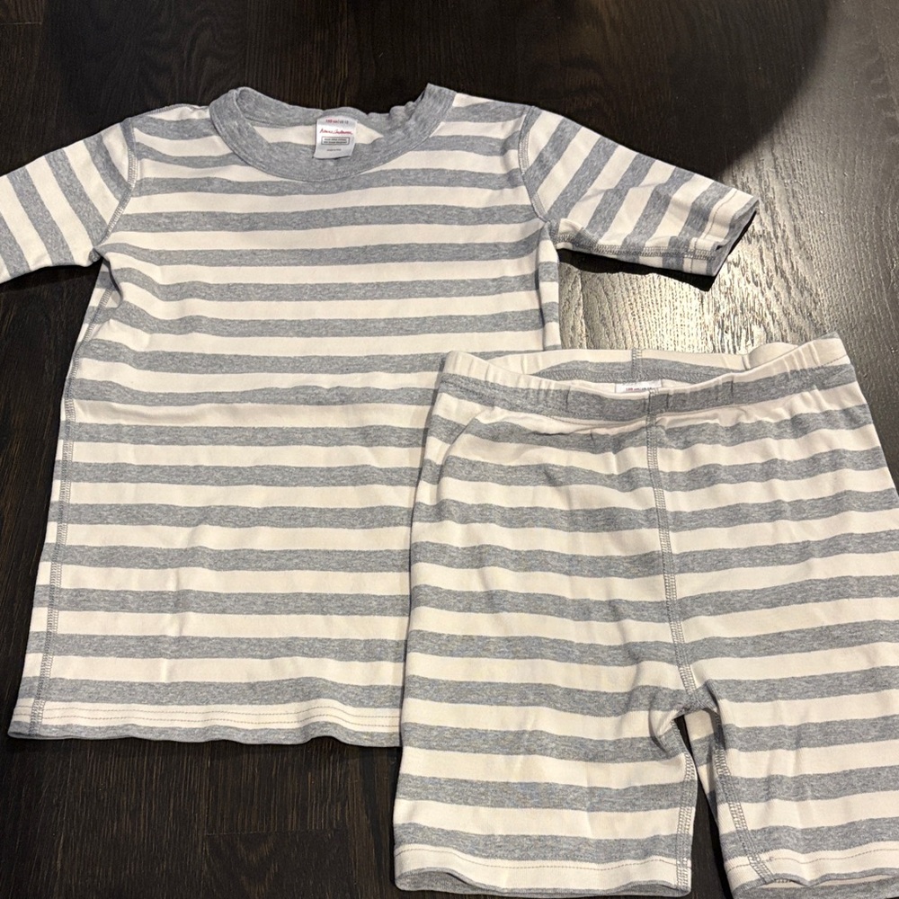Hanna Anderson Striped Gray and White Kids Pajamas